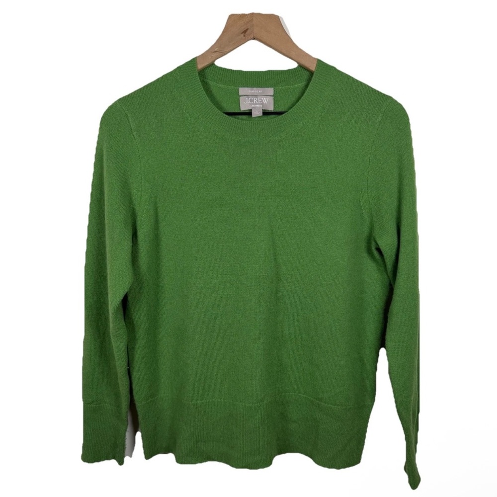 J. Crew 100% Cashmere Sweater Classic Fit Women’s Size S Green Spring Layering